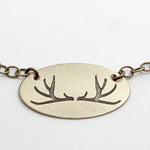 Antlers Necklace, Antique Brass / Chain, daphne lorna