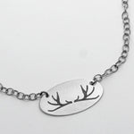 Antlers Necklace, Matte Silver / Chain, daphne lorna