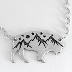High Alpine Bison Necklace, Sterling Silver over brass (as shown), daphne lorna