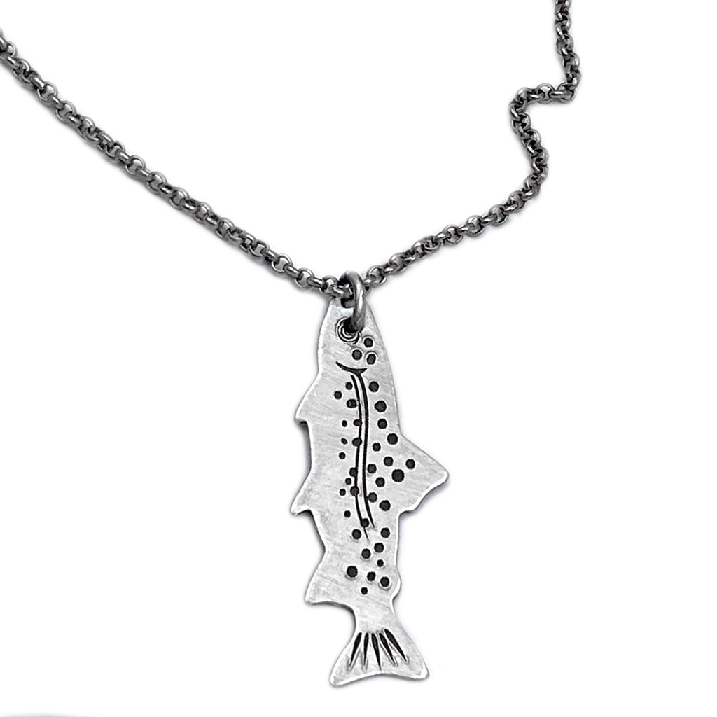 Fishin' Necklace, Matte Silver, daphne lorna