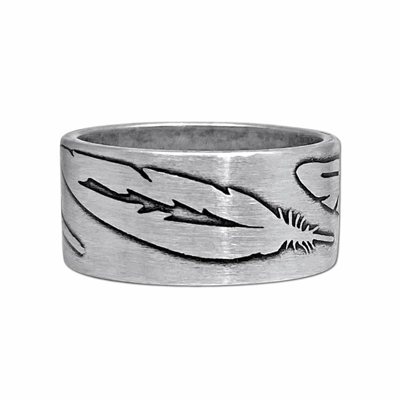 Feather Ring, Matte Silver / 7, daphne lorna