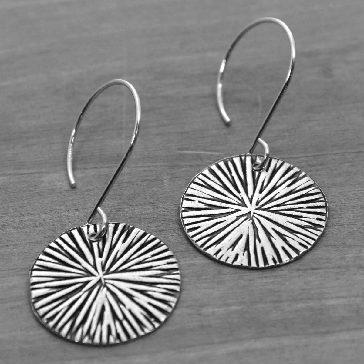 Blossom Earrings in matte silver with modern blossom design and rounded earwire.