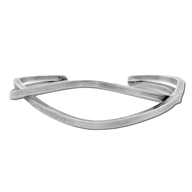 Criss Cross Cuff Bracelet, Matte Silver / Women's, daphne lorna