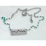 Simple Teton Mountain Necklace, Matte Silver / Beaded chain, daphne lorna