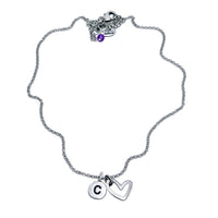 Open Heart Initial Necklace with a heart charm and initial 'C', handmade in Montana, perfect gift for loved ones.
