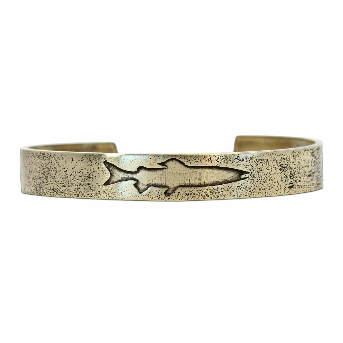 Single Trout Cuff Bracelet featuring a detailed fish design, perfect for fly fishing enthusiasts.