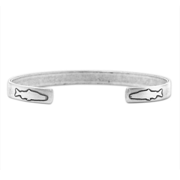 Skinny Fish Cuff Bracelet, Matte Silver / Womens / Single, daphne lorna