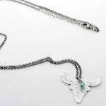 Hanging Skull Long Layered Necklace, Matte Silver, daphne lorna