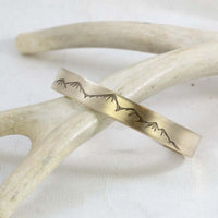 Snowcap Mountains Cuff Bracelet- Great gift for men and women on antler decor background