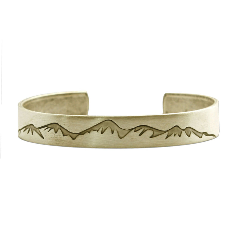 Snowcap Mountains Cuff Bracelet- Great gift for men and women, showcasing a rugged design with mountain engraving.