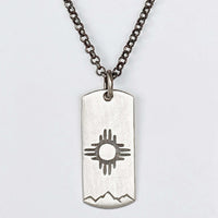 Sol Necklace featuring Zia sun design on silver, beautifully crafted for a stylish look.