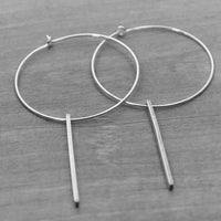 Twigs Hoop Earrings in Matte Silver with a simple twig design and classic hoop style.