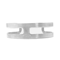 Wide Open Cuff Bracelet in Matte Silver, showcasing minimalist design and adjustable fit for any occasion.